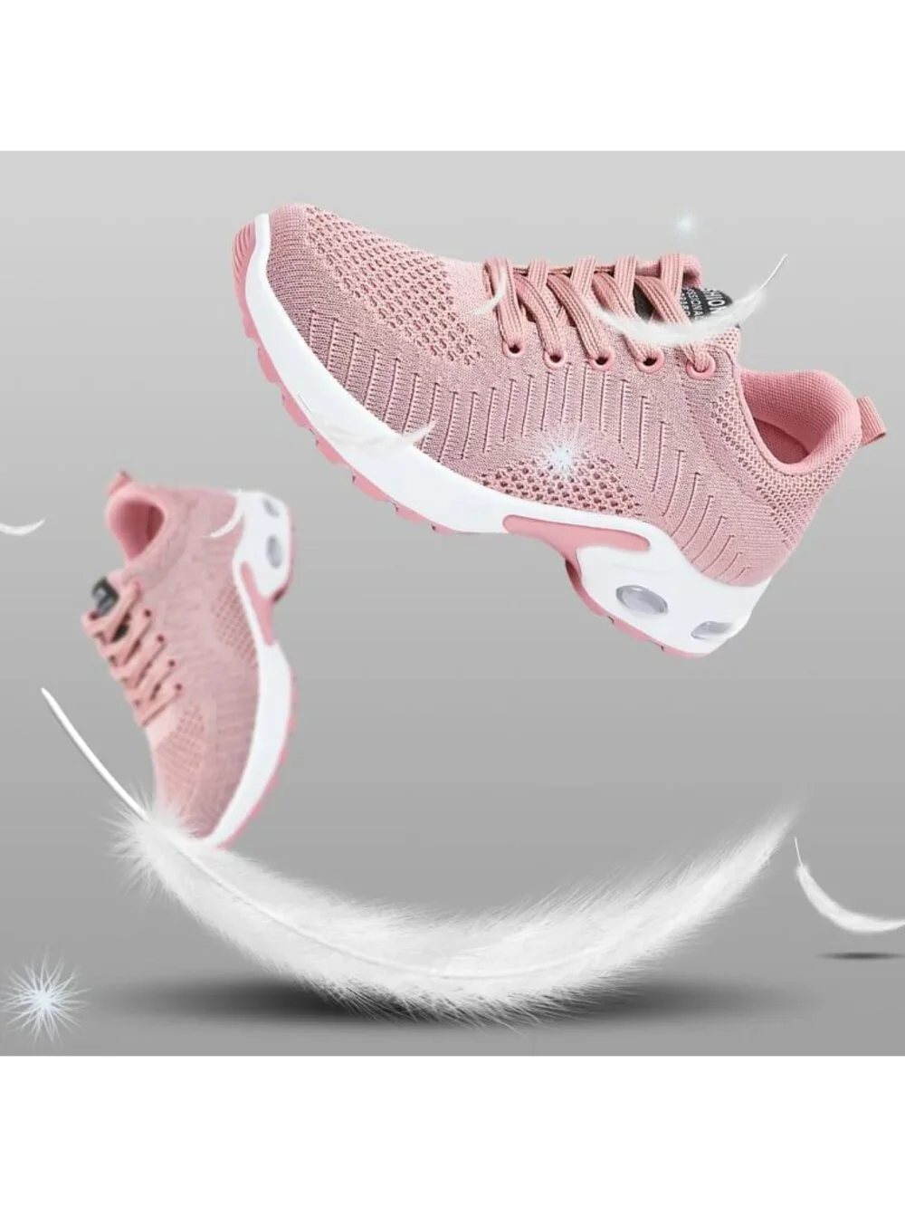 Women's Pink Pink Lightweight Air Cushion Mesh Breathable Casual Sneakers